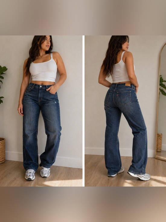 Levi's Denim - Levi’s Distressed Straight Leg Jeans Women’s 14M Dark Wash Stretch